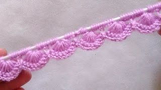 How to knit Scalloped edge border design handmade knitting knit [upl. by Nosreffej]