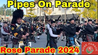 PIPES ON PARADE The Massed Pipes amp Drums ROSE PARADE 2024 compilation Bagpipesgaitas [upl. by Ichabod]