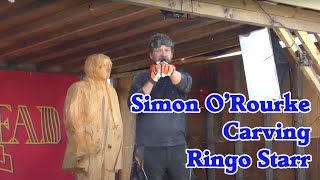 Simon ORourke carving Ringo Starr Pier Head Liverpool 2017 [upl. by Euqinim]