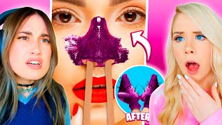 REACTING TO WEIRD BEAUTY HACKS [upl. by Rob339]