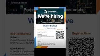 Stantec Walkin Drive for Project Control Professionals career project hiring [upl. by Ahsenak415]