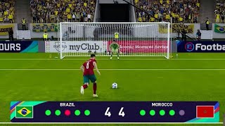 Penalty kicks Morocco vs Brazil l World Cup Qualifiers 2024 Neymar vs Hakim Ziyech PES [upl. by Midian691]