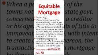 Equitable Mortgage Mortgage amp Types of Mortgages in Hindi shortsbankersathi [upl. by Pass236]