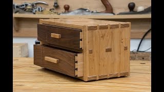 Two Drawer Dovetail Box  Hickory and Walnut  282 [upl. by Thedric]