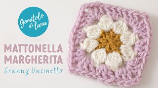 🌼 Mattonella Granny Square con fiore Margherita 🌼 [upl. by Nole]