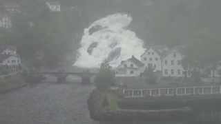 Hellesylt waterfall and cruise ship anchored  Costa Deliziosa at Hellesylt Fossen [upl. by Ahset]