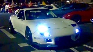 神サウンド パワーアップした4ローター RX7が大黒PAに登場 HD Amazing 26B quad rotor RX7 runs Japanese public road [upl. by Ylrad375]