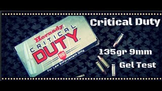 Hornady Critical Duty 135gr 9mm Ballistic Gel Test HD [upl. by Elisee55]