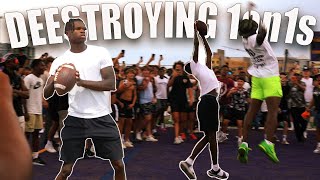 TRAVIS HUNTER PLAYS QB AT DEESTROYING 1ON1s Denver NFL tour 1v1s [upl. by Otilia475]