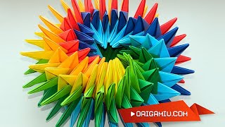 Super origami star  bright rotating star out of paper Origami Swirl Star Torus by Yuri Shumakov [upl. by Nyladgam628]