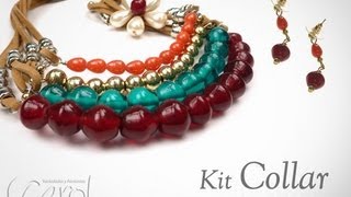 Como hacer collares con cuero plano y piedras de vidrio KIT 11426 [upl. by Marceau761]