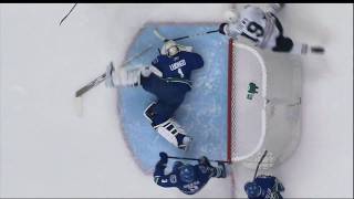 Roberto Luongo Save  Canucks Vs Hawks  R1G1 2011 Playoffs  041311  HD [upl. by Sergo118]