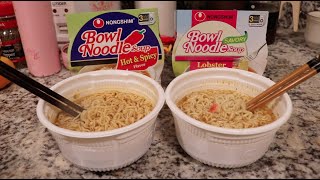 Bowl Noodle Hot amp Spicy vs Lobster Flavor 🦞 🍜 Nongshim Ramen Soup Mukbang [upl. by Faruq979]