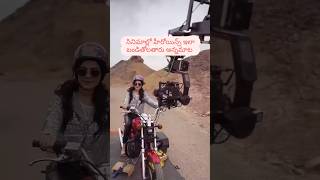 How heroines drive bike in movies reality movie shooting royalenfield bike movielovers viral [upl. by Jaye303]