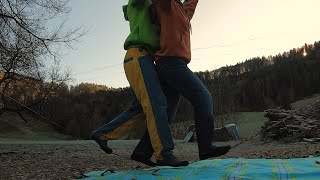 SlacklineTutorial How to do a Tandem  Part 2  Facing the same Direction [upl. by Ahsuatan]