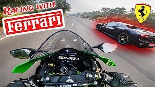 ZX10R amp FERRARI Drag 😱Ninja Zx10R Top Speed💚Superbike Vs Supercar🔥 [upl. by Shira]