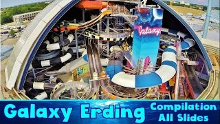 ALL BIG INDOOR WATER SLIDES at Galaxy Erding Compilation [upl. by Rica440]