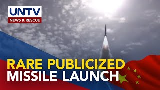 China nagsagawa ng rare publicized missile test launch sa Pacific Ocean [upl. by Kcinimod]