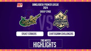 Chattogram Challengers vs Sylhet Strikers  2nd Match  Highlights  Season 10  BPL 2024 [upl. by Nilrak]