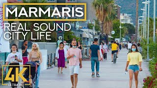 4K MARMARIS  Beautiful Summer Day in a Turkish Tourist Resort  City Life Video with Original Sound [upl. by Oigolue]