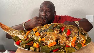 HE ATE THE WHOLE SNAPPER FISH ITS MY BIRTHDAYLONG VIDEO  MUKBANG EATING SHOW [upl. by Ytteb]