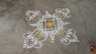 easy small flower designs colourful rangoli [upl. by Oly]