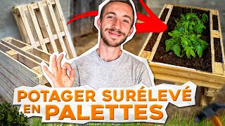 Fabrique un POTAGER SURÉLEVÉ en Palettes pour 10€  DIY [upl. by Anoynek507]