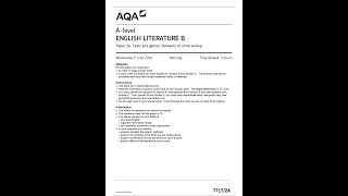 OFFICIAL JUNE 2024 AQA A LEVEL ENGLISH LITERATURE B 77172A PAPER 2A TEXTS AND GENRES ELEMENTS OF CRI [upl. by Nilak]