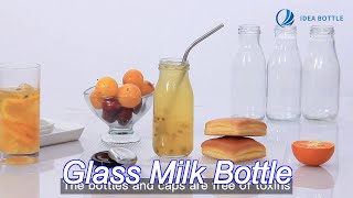 recyclable glass milk jug bottle 500ml with straw hole aluminum lid [upl. by Tterab]