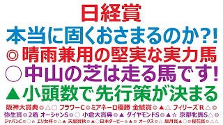 日経賞2024予想 本当に固くおさまるのか？！ ◎晴雨兼用の実力馬です。○中山芝は走る馬です。▲小頭数で先行策が決まるか。 [upl. by Otes]