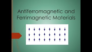 Lecture 17 Antiferromagnetic and Ferrimagnetic Materials [upl. by Cassandry]