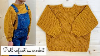 Comment faire un pull enfant au crochet 🧶 Modèle FACILE Toutes tailles 🧶 Tuto Elana Lou Passion [upl. by Reave]