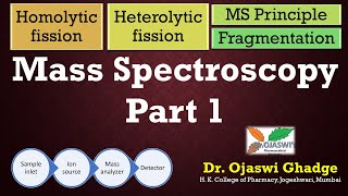 Mass Spectroscopy Principle and fragmentation pattern Homolytic and heterolytic cleavagefission [upl. by Malaspina]