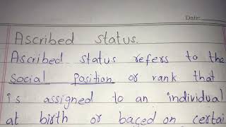 Ascribed vs achieved status with example  easy wording shortnotes sociologyquestion [upl. by Finella803]