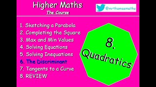 86 Quadratics 6 The Discriminant Higher Maths Lessons  MrThomasMaths National 5 Nature of Roots [upl. by Knorring950]