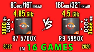 Ryzen 7 5700x OC vs Ryzen 9 5950x Test in 16 Games or R9 5950X vs R7 5700X [upl. by Gerrie]