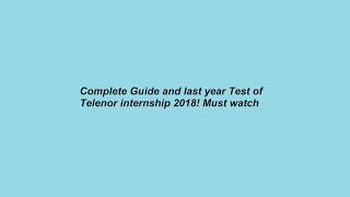 Complete guide for Telenor internship online Test 2018 All questions [upl. by Signe]