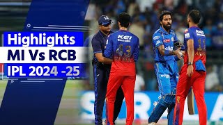 RCB vs MI IPL Highlights 2024 Mumbai Indians Vs Bangalore Today Match Highlights  MI vs RCB [upl. by Aleakim]