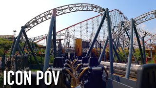 Icon Back Row POV Blackpool Pleasure Beach MACK Rides MultiLaunch Coaster [upl. by Eidua584]