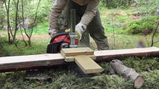 Cutting  Improvised Alaskan chainsaw mill [upl. by Anitram]