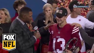 49ers postgame trophy ceremony after defeating Lions in NFC Championship game  NFL on FOX [upl. by Daegal]