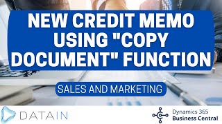 5410 Sales Process NEW CREDIT MEMO USING quotCOPY DOCUMENTquot FUNCTION  Dynamics Business Central NAV [upl. by Atolrac]