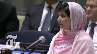 Malala Yousafzai UN Speech Girl Shot in Attack by Taliban Gives Address  The New York Times [upl. by Ck]