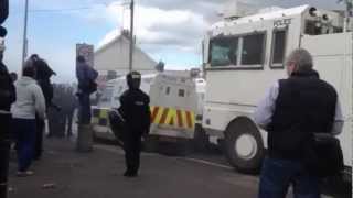 Water cannons used on protesters in Northern Ireland [upl. by Aihsak348]