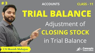 Adjustment of CLOSING STOCK in Trial Balance  Closing Stock treatment in Trial Balance  Class 11 [upl. by Ahtinak]