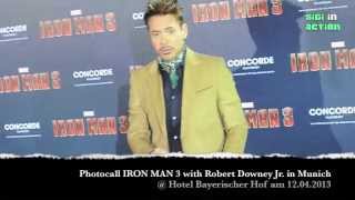 Robert Downey Jr dances Bavarian Style in Lederhose  IRON MAN 3 Photocall in Munich [upl. by Roderica]