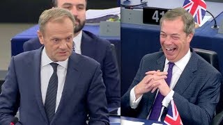 BREXIT Nigel Farage burst out laughing as Tusk delivers brutal swipe at Verhofstadt [upl. by Dugas]