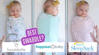 Best Newborn Swaddle HALO SLEEPSACK vs HAPPIEST BABY ON THE BLOCK SLEEPEA vs SWADDLEME Review 2021 [upl. by Ylahtan]