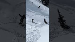 Pro skier ollies over an avalanche break wall while testing a slope [upl. by Battista423]