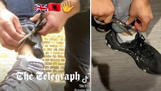 Albanian migrants film themselves removing British Rolex ankle tags [upl. by Anwadal]